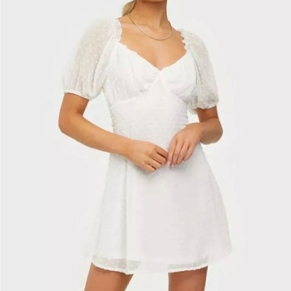 Missguided Milkmaid Skater Dress Dobby US 4